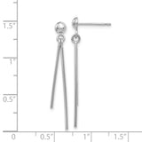 14k White Gold Polished Two Bars Dangle Post Earrings TH932