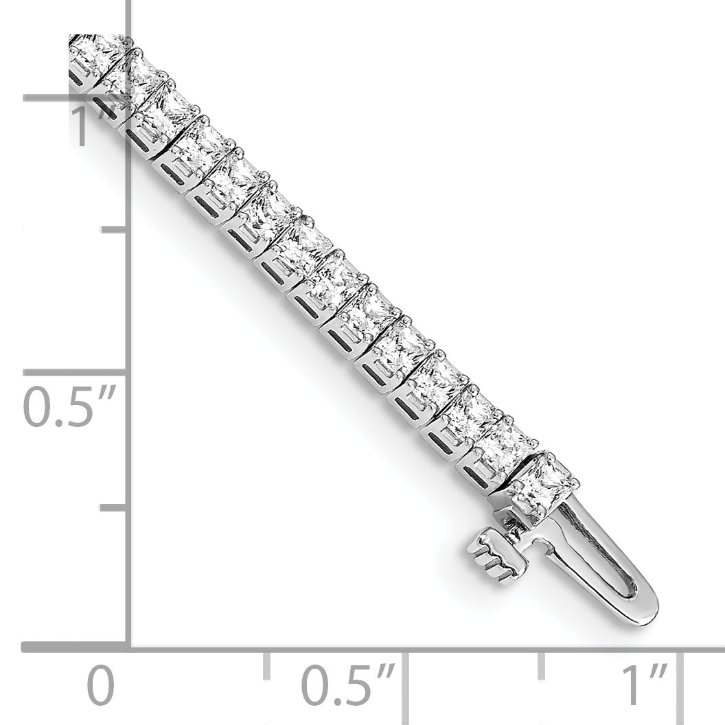14k White Gold Complete 4 carat Princess AA Diamond 4-prong 7 inch Tennis Bracelet X10022WAA
