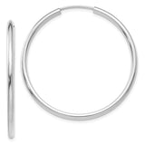 14k White Gold 2x40mm Polished Round Endless Tube Hoop Earrings H995