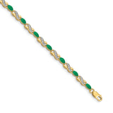 14k White Gold Complete Diamond and Oval Emerald Infinity 7.25 inch Bracelet BM4485