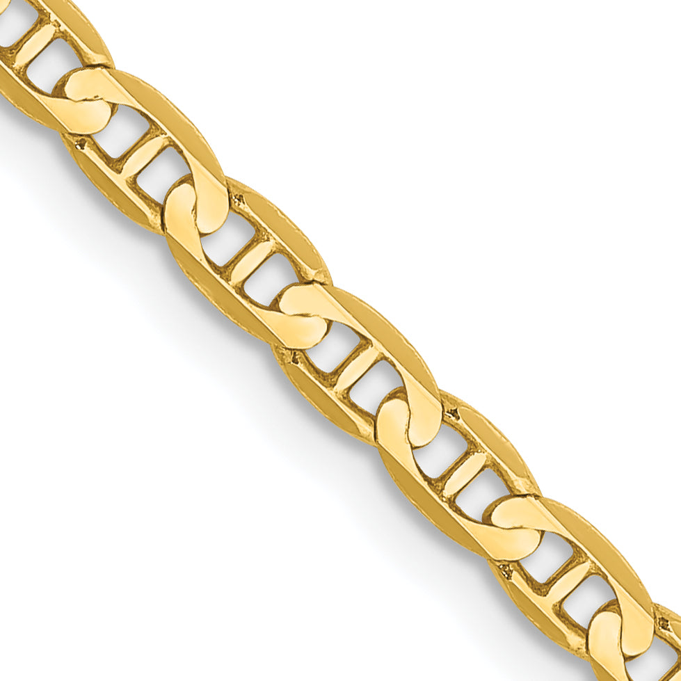 14K 10 inch 3mm Concave Anchor with Lobster Clasp Chain CCA080