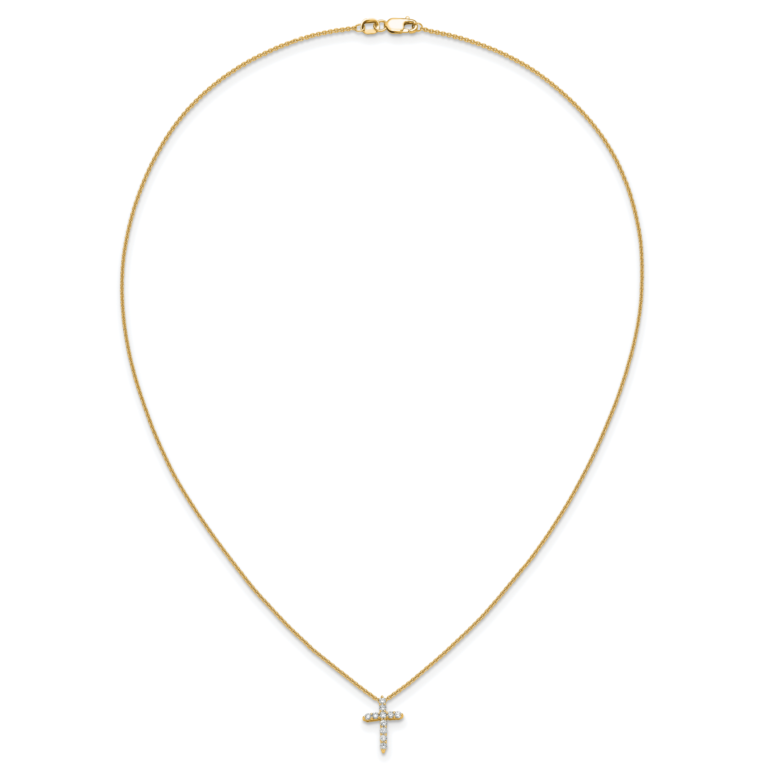 14k White Gold 1/4 carat Diamond Cross Pendant 18 inch Necklace PM1000