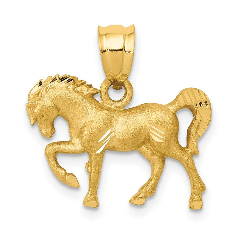 14k Satin Diamond-cut Horse Pendant K6005