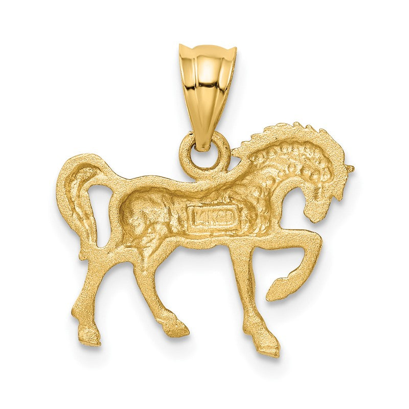 14k Satin Diamond-cut Horse Pendant K6005