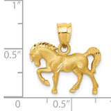 14k Satin Diamond-cut Horse Pendant K6005