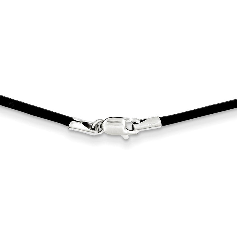 14k White Gold Clasp 1.5mm 16 inch Black Leather Cord Necklace XG251