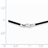 14k White Gold Clasp 1.5mm 16 inch Black Leather Cord Necklace XG251