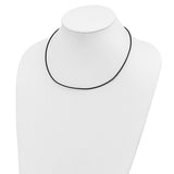 14k White Gold Clasp 1.5mm 16 inch Black Leather Cord Necklace XG251