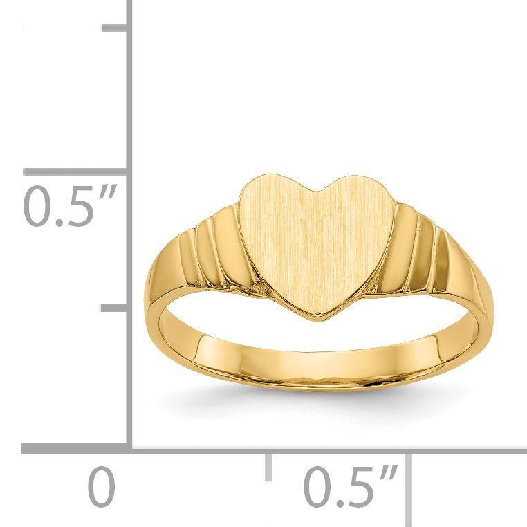14K Satin Children's Heart Signet Ring R518