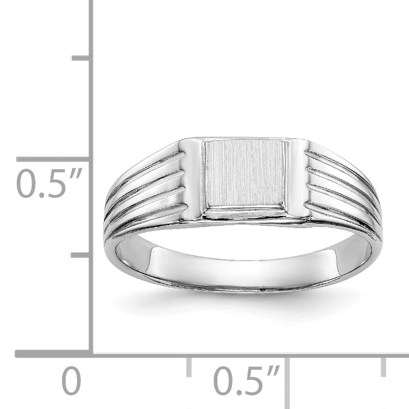 14k White Gold 5.25x5.0mm Childs Open Back Signet Ring D1876