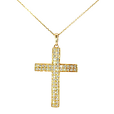 14K Yellow Gold Diamond Cluster Cross Necklace (0.50 TWT)