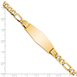 14k Polished Solid Chain/Solid Plate Flat Figaro Link Soft Diamond Shape 37x13.5mm Plate 7 inch ID Bracelet LID81C