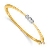 14k Two-tone Complete 3-Stone 1/2 carat AA Diamond Hinged Oval Bangle Bracelet XB204AA