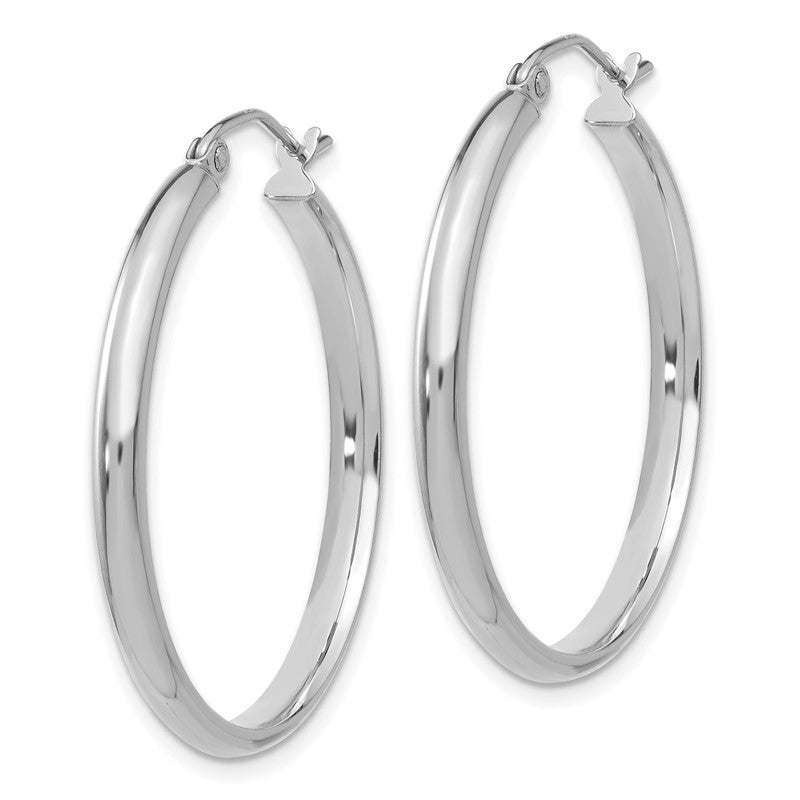 14k White Gold 2.75x30mm Polished Tube Hoop Earrings TC651