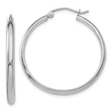 14k White Gold 2.75x30mm Polished Tube Hoop Earrings TC651