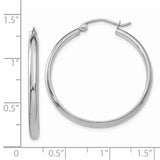 14k White Gold 2.75x30mm Polished Tube Hoop Earrings TC651