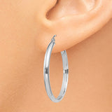 14k White Gold 2.75x30mm Polished Tube Hoop Earrings TC651