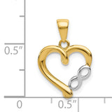 14K and White Rhodium Infinity Heart Pendant K5873