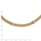 14k Two-Tone Polished Complete .05ct Diamond and Mesh 7.25 inch Bracelet SF607