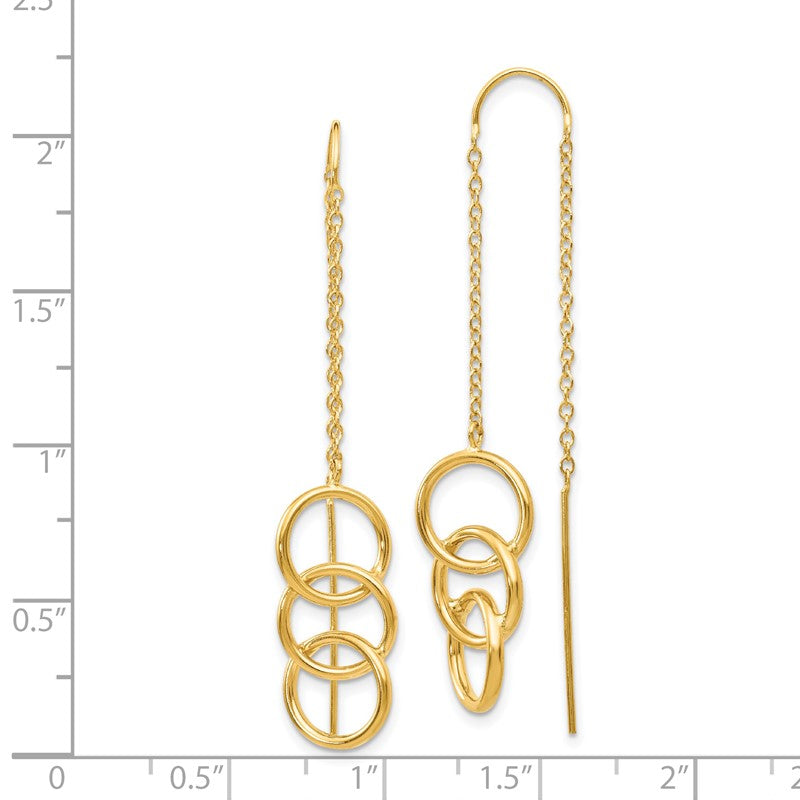 14k Triple Circle and Chain Threader Earrings YE1053