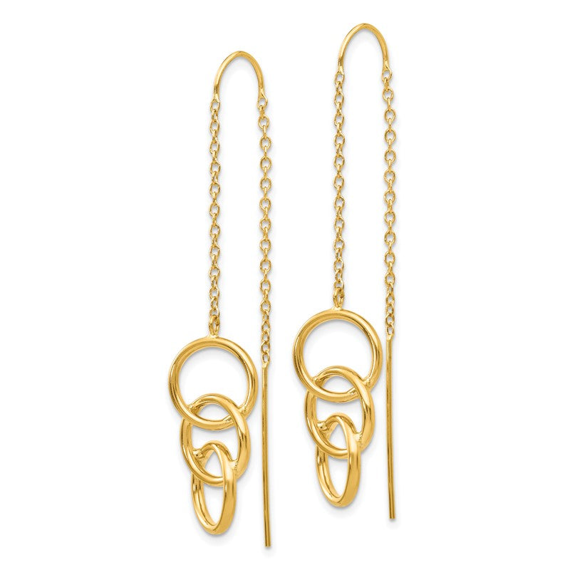 14k Triple Circle and Chain Threader Earrings YE1053