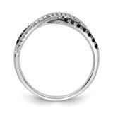 14k White Gold 1/4 carat Black and White Diamond Crisscross Ring RM5687