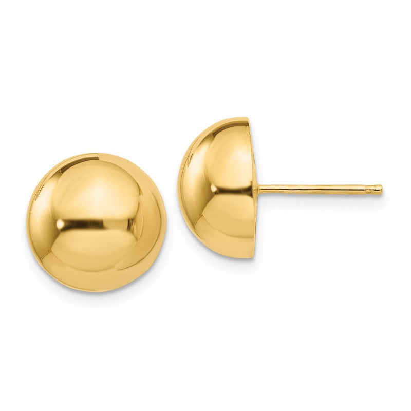 14k 12mm Polished Half Ball Post Earrings E1035