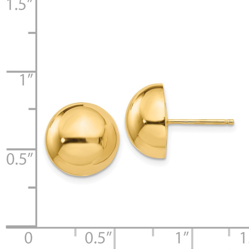 14k 12mm Polished Half Ball Post Earrings E1035