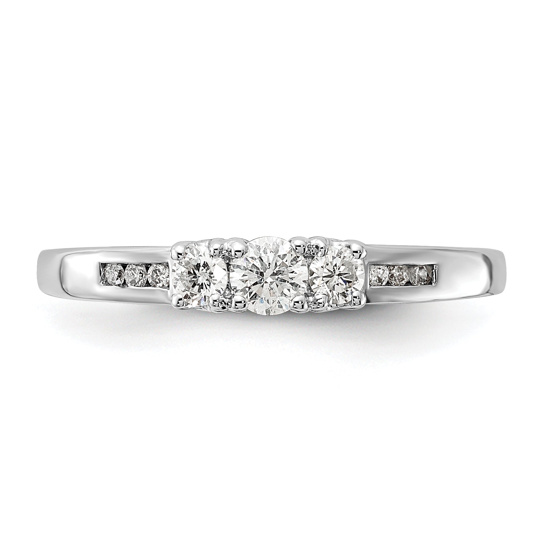 14k White Gold 3-Stone 1/4 carat Diamond Ring RM5645