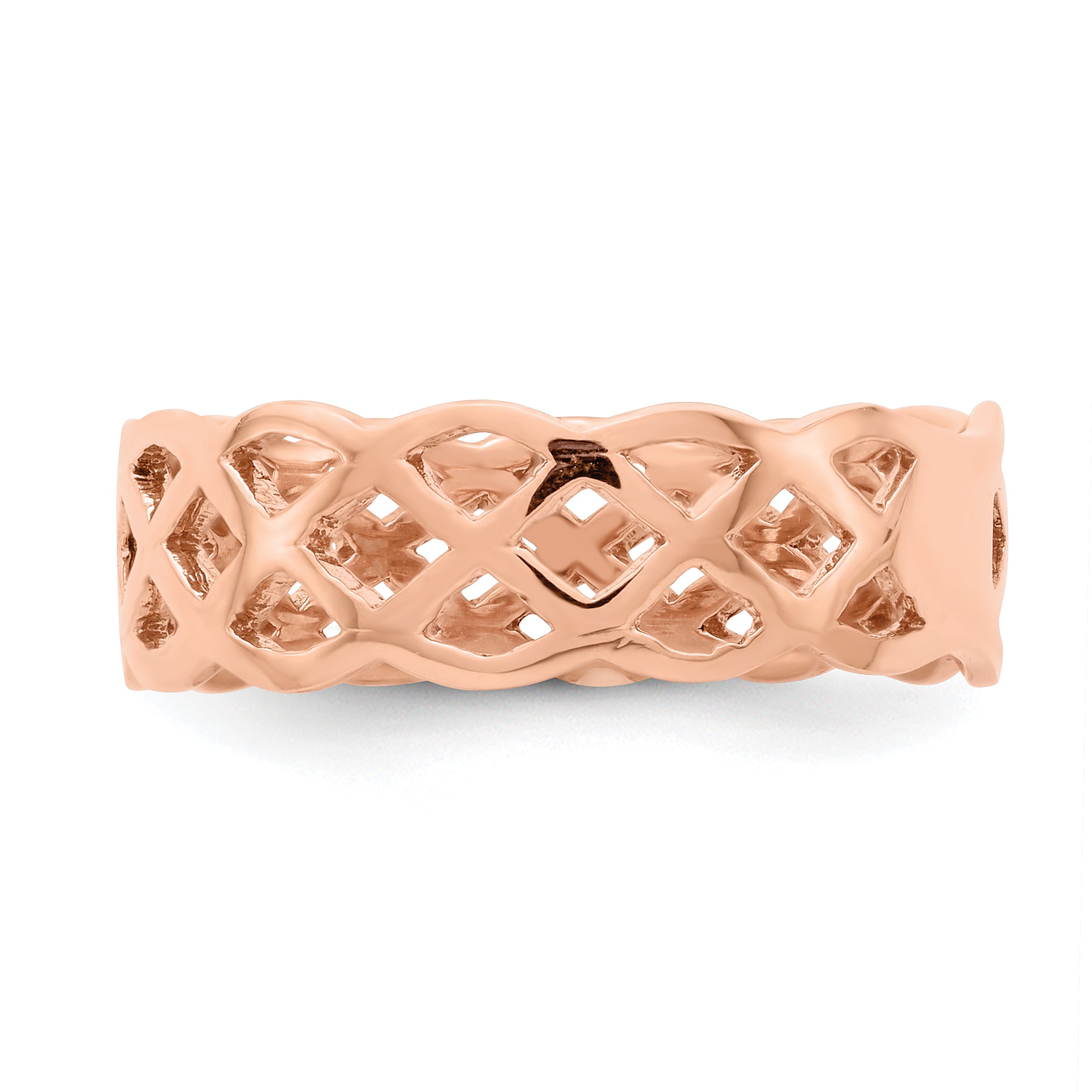 14K Rose Gold Polished Woven Celtic Knot Band D4733