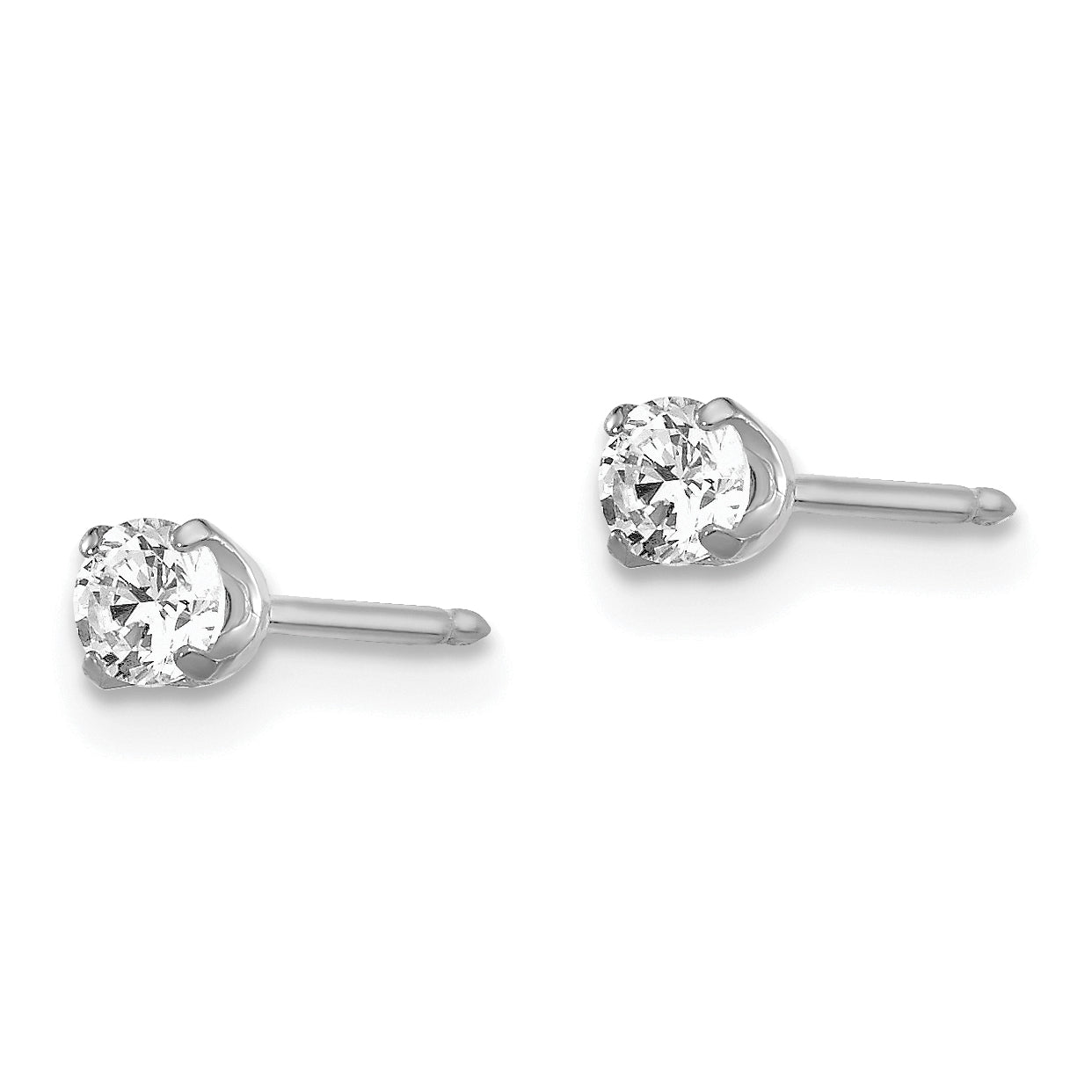 Inverness 14k White Gold 3mm CZ Post Piercing Earrings 129E