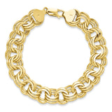 14k 14mm Solid Triple Link 7.5 inch Charm Bracelet TO670