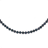 14k White Gold 5-6mm Black Round Akoya Saltwater Cultured Pearl 16 inch Necklace PLB50