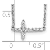 14k White Gold 1/10 carat Diamond Sideways Cross 18 inch Necklace PM4692