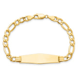 14k Polished Semi-Solid Chain/Solid Plate Figaro Link Soft Diamond Shape 34x10mm Plate 7 inch ID Bracelet DCID135C