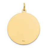 14k Polished and Satin Large Solid Sacred Heart of Jesus Medal Round Pendant XAC221