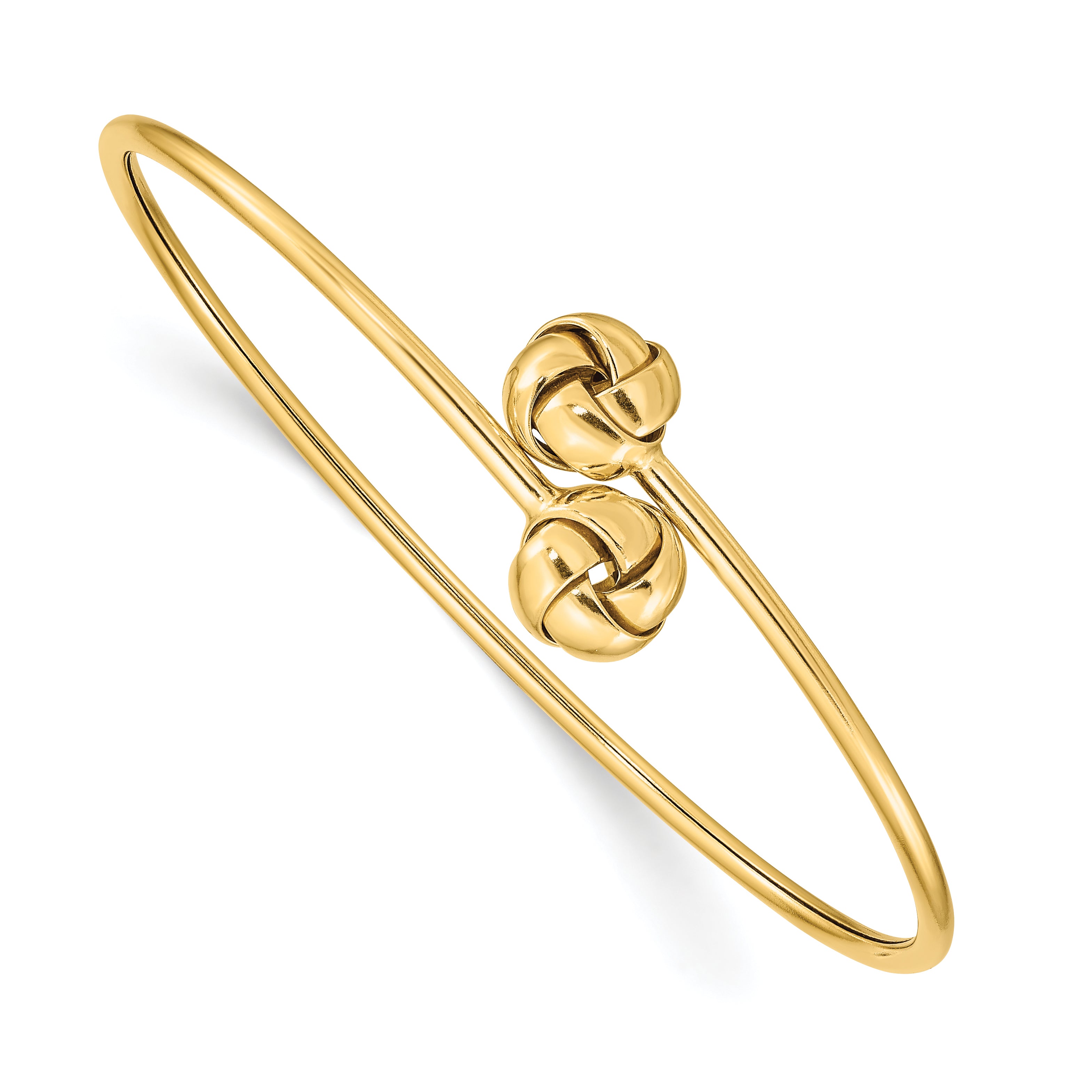 14K Polished 9.5mm Love Knot 2.00mm Flexible Oval Bangle Bracelet DB674