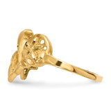 14k Polished and Satin Diamond-cut Dolphin/Starfish/Shell/Sand Dollar Ring R597
