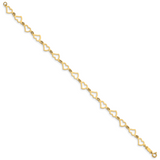 14K Polished Flat Open Hearts 7.5 inch Bracelet FB1357