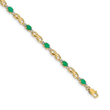 14k White Gold Complete Diamond and Oval Emerald Infinity Link 7.25 inch Bracelet BM4477