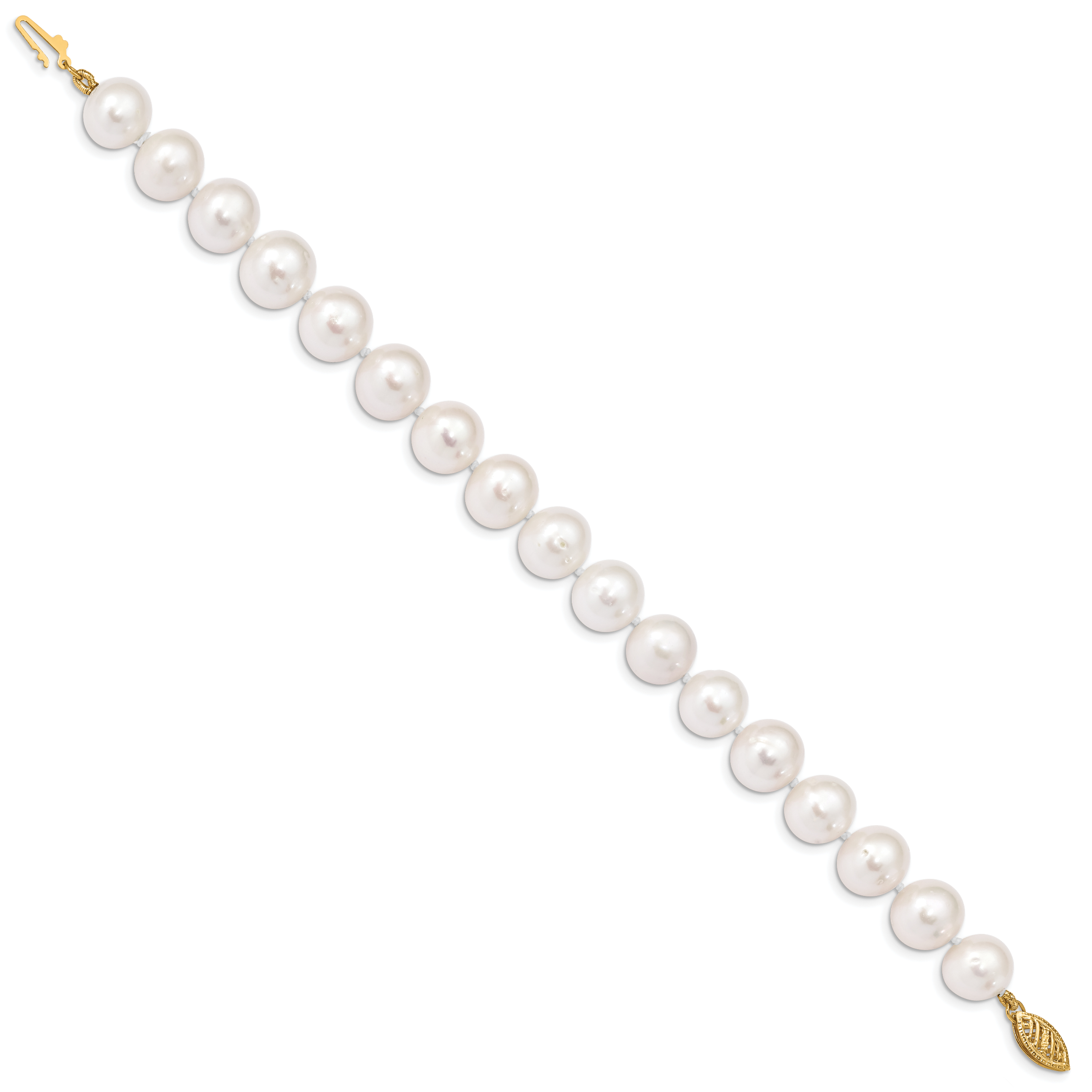 14k 10-11mm White Near-Round Freshwater Cultured Pearl 16 inch Necklace WPN100