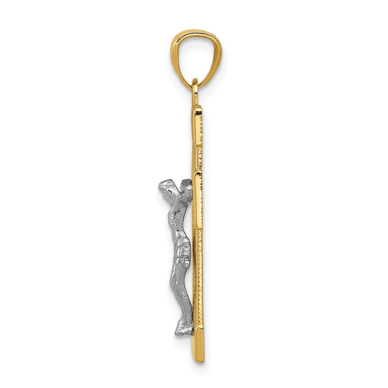 14k Two-tone Crucifix Pendant C3902