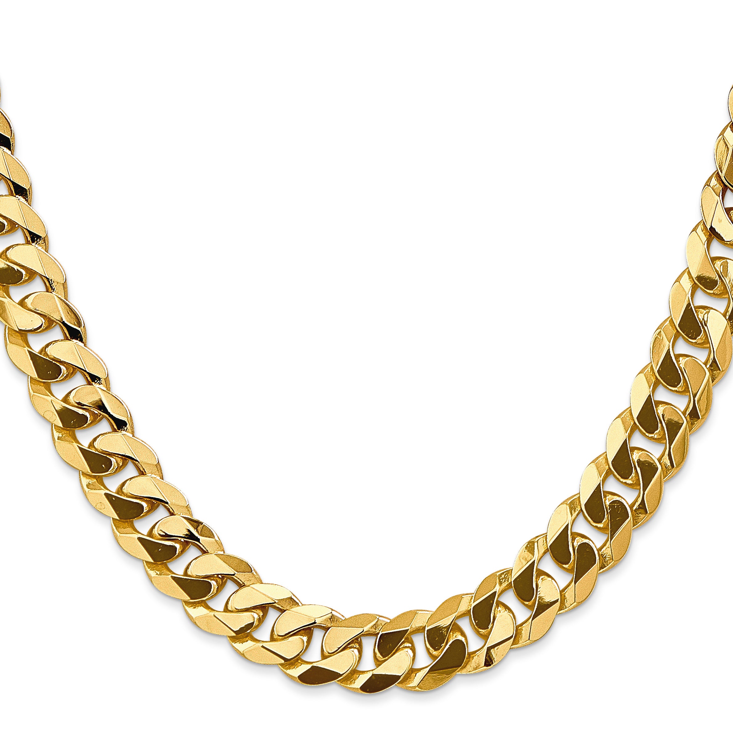 14K 26 inch 9.5mm Flat Beveled Curb with Lobster Clasp Chain FBU250