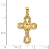 14K Beaded Cross with Heart Pendant C4194