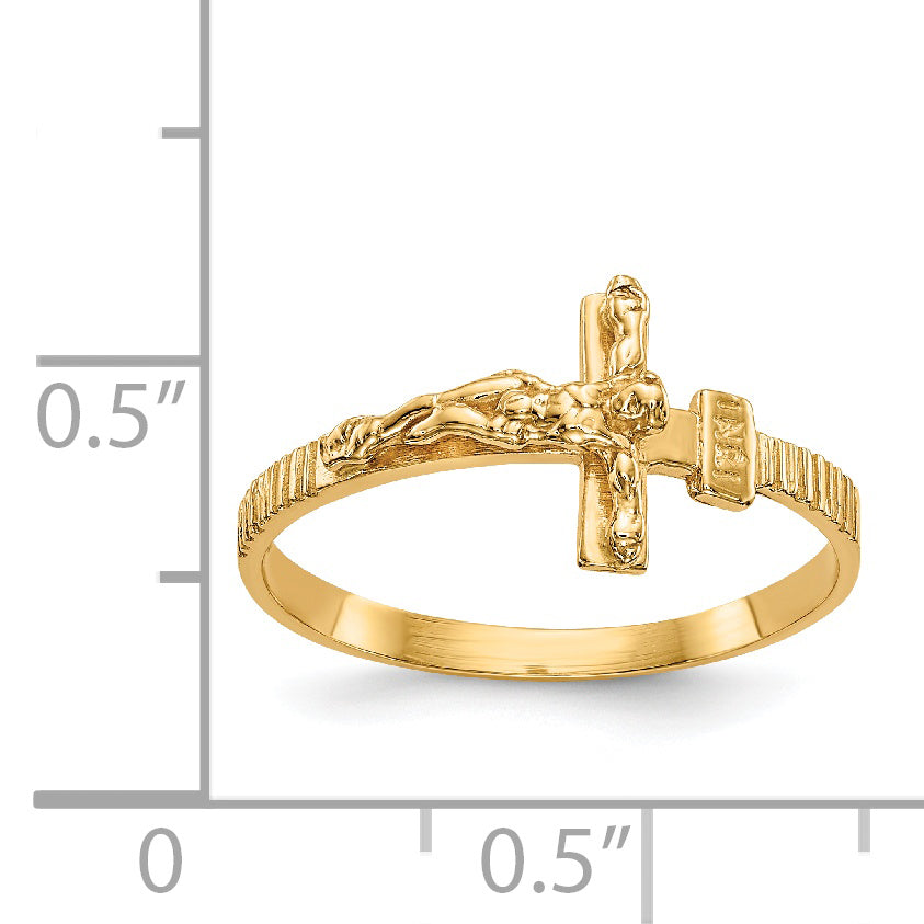 14K Polished Crucifix Ring K5725