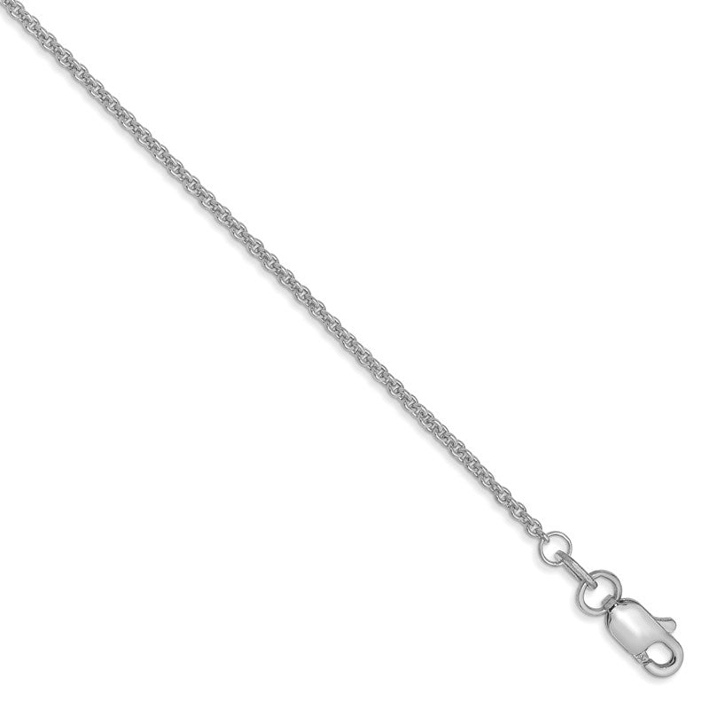 14K White Gold 10 inch 1.4mm Round Open Link Cable with Lobster Clasp Anklet PEN137