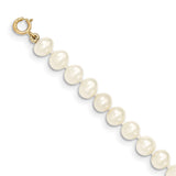 14k 5-6mm White Semi-Round Freshwater Cultured Pearl 12 inch Necklace XF452