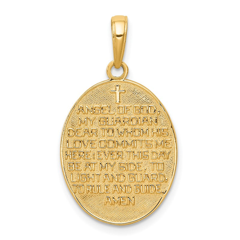 14K and White Rhodium Reversible GUARDIAN ANGEL PRAYER Pendant C4410