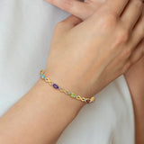 14k Complete Oval Amethyst and Diamond Infinity Link 7 inch Bracelet BM4494