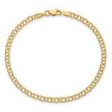 14k 3.5mm Solid Double Link 7 inch Charm Bracelet DO554